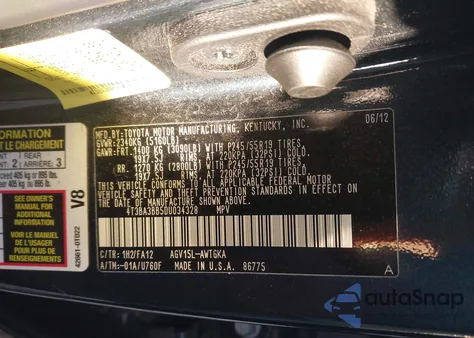 2013 Toyota Venza Le from USA, damaged, VIN 4T3BA3BB5DU034328